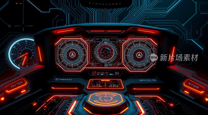 未来科技驾驶舱红蓝光效操作界面