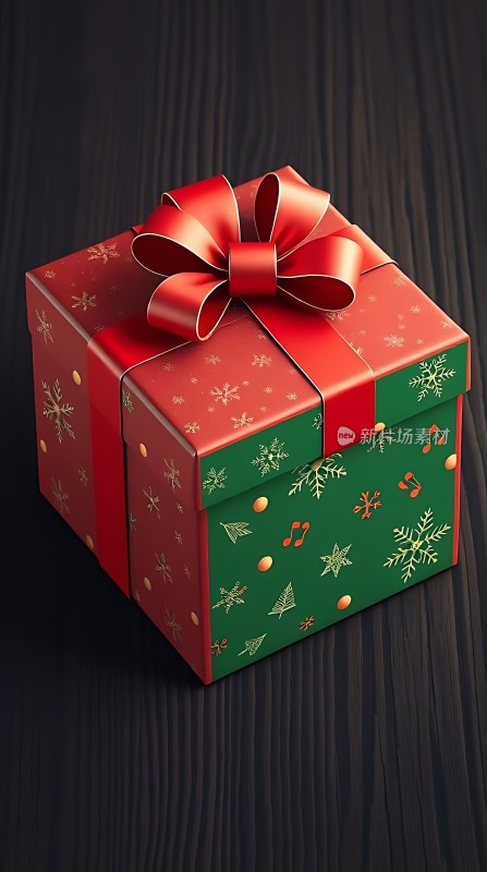 红色蝴蝶结圣诞礼物盒