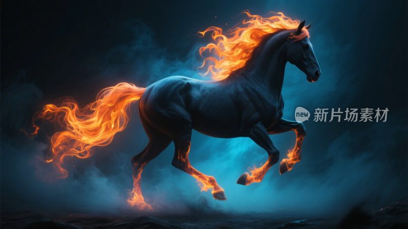 奔跑的火焰骏马插画