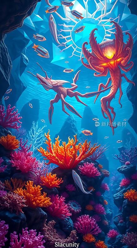 深海秘境珊瑚与生物共舞