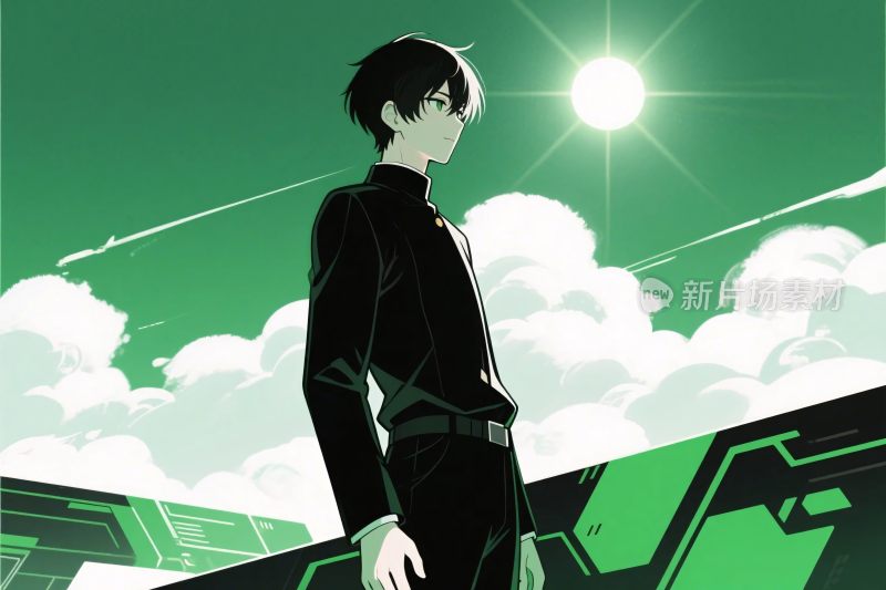 动漫角色科技风插画