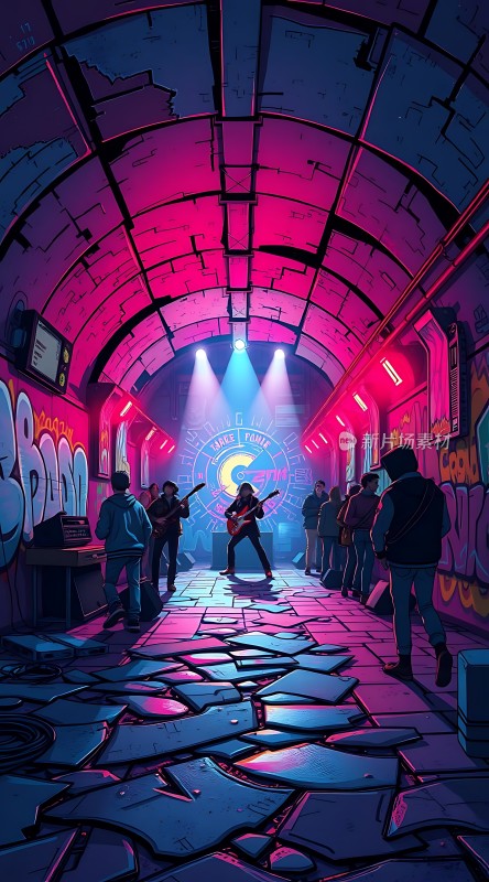 霓虹隧道里的摇滚音乐会