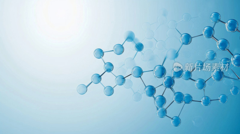 蓝色基因分子结构链条蓝色科技背景