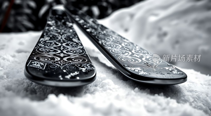 雪地上的精美滑雪板