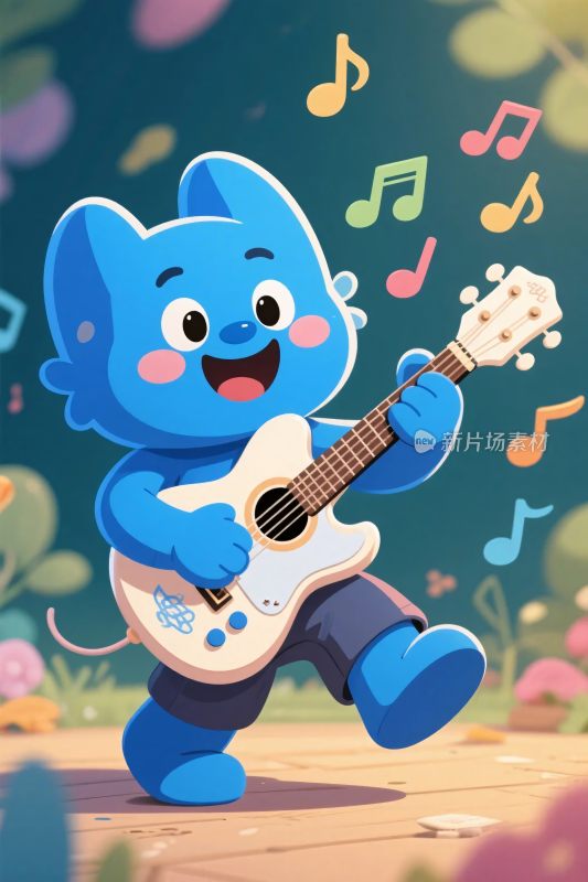 卡通角色弹吉他