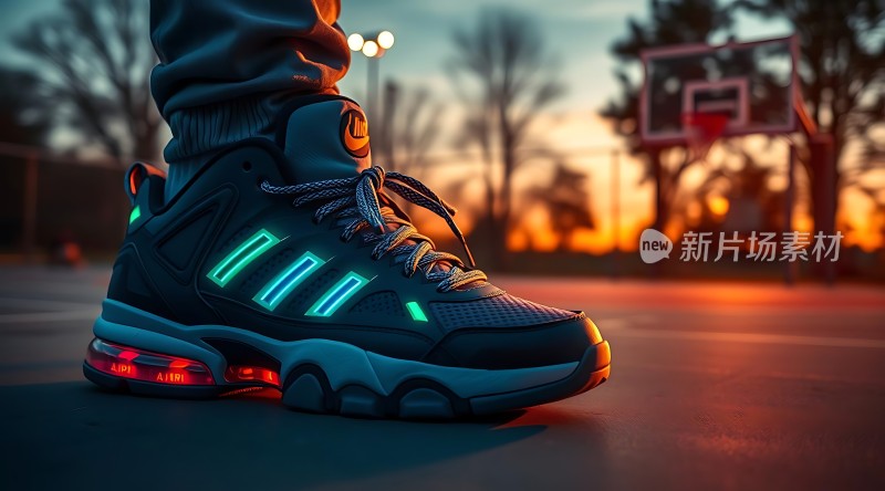 新片场素材 篮球场上运动鞋