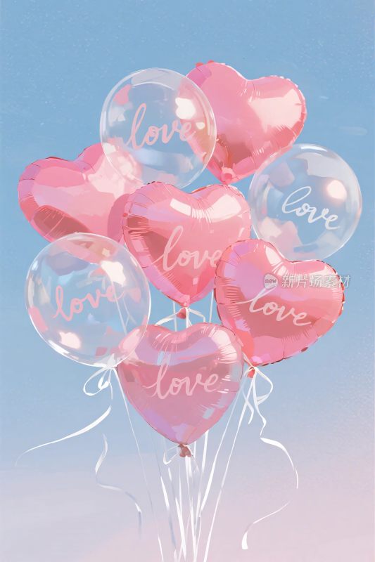 粉色爱心气球装饰组合