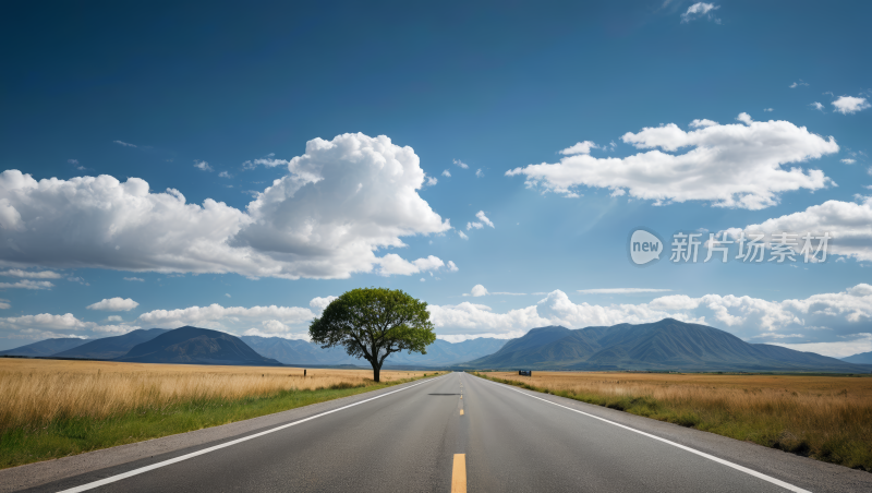 路边的一棵孤树高清风景图片