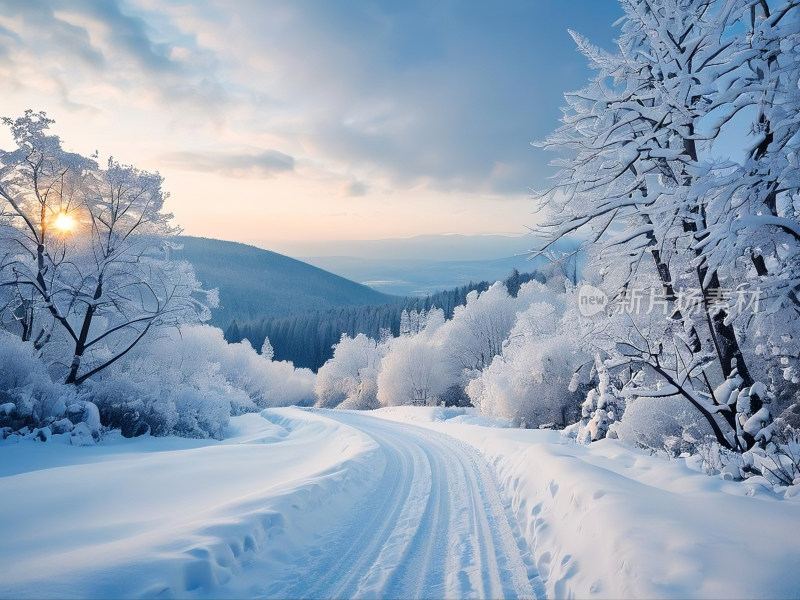 冬天冰雪天空自然风景