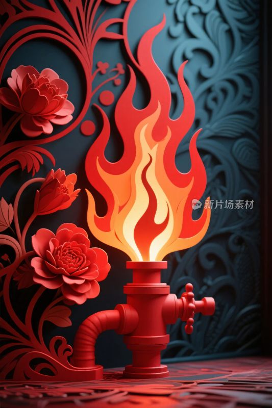 艺术火焰水龙头插画