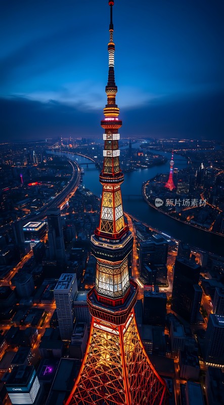 东方明珠夜色璀璨黄浦江畔灯火辉煌