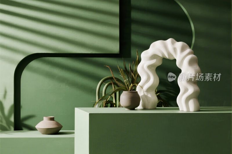 绿色艺术摆件插画