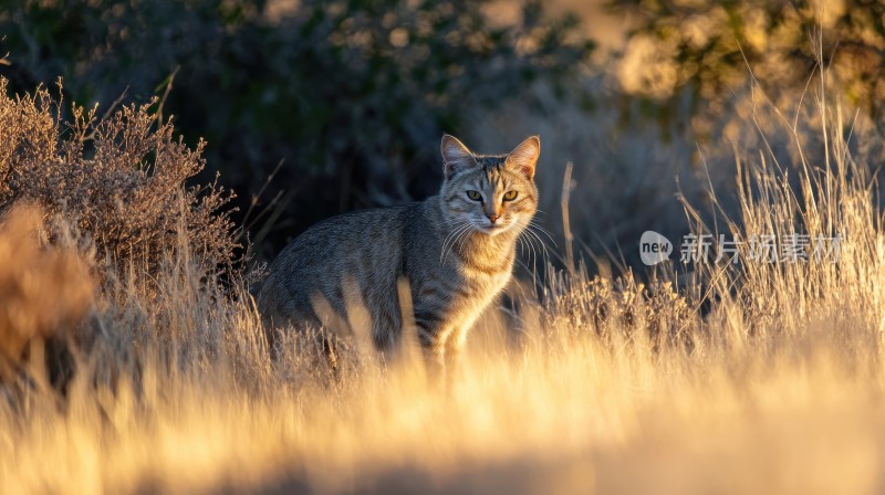 沙漠草丛里的猫