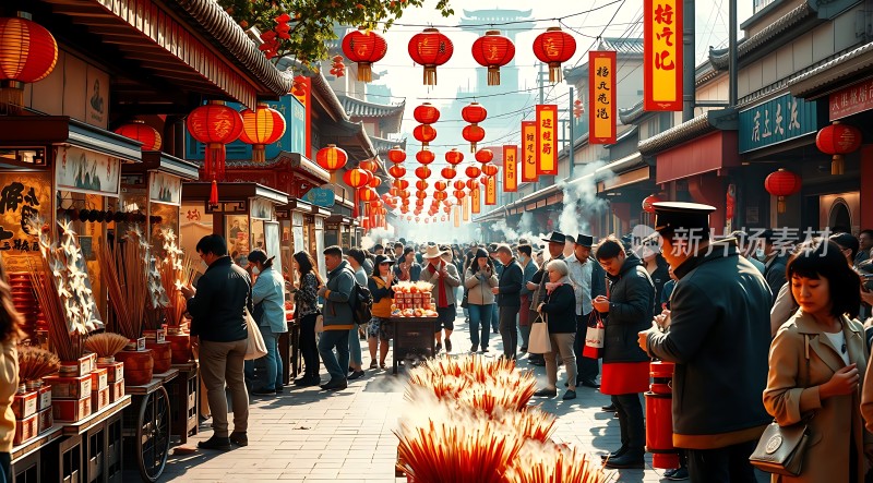 繁华街市热闹非凡