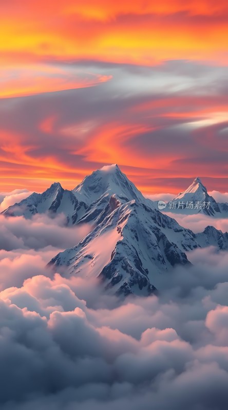 日出云海雪山奇景