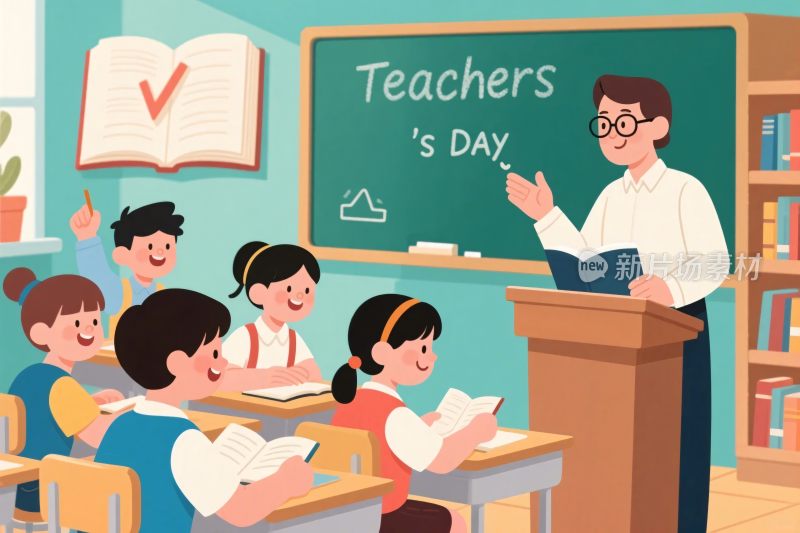 教师节课堂插画