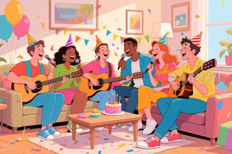 室内派对音乐聚会插画