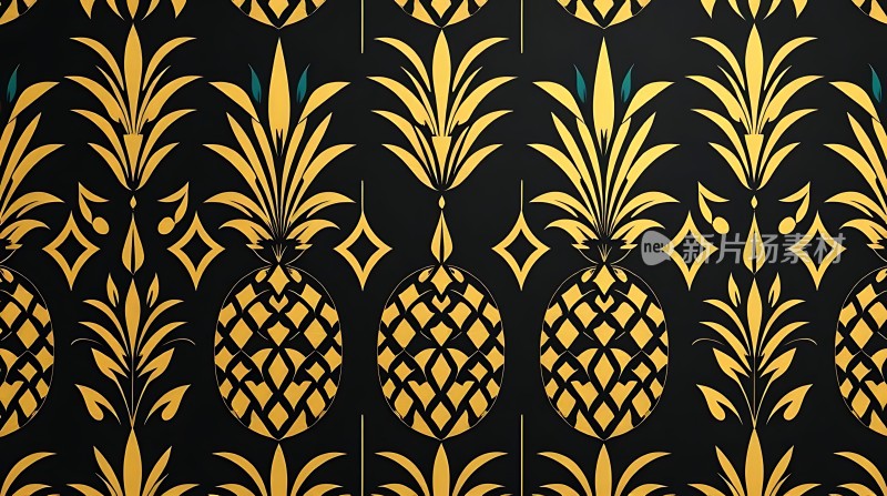 金色菠萝图案背景