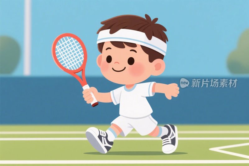 卡通网球运动员