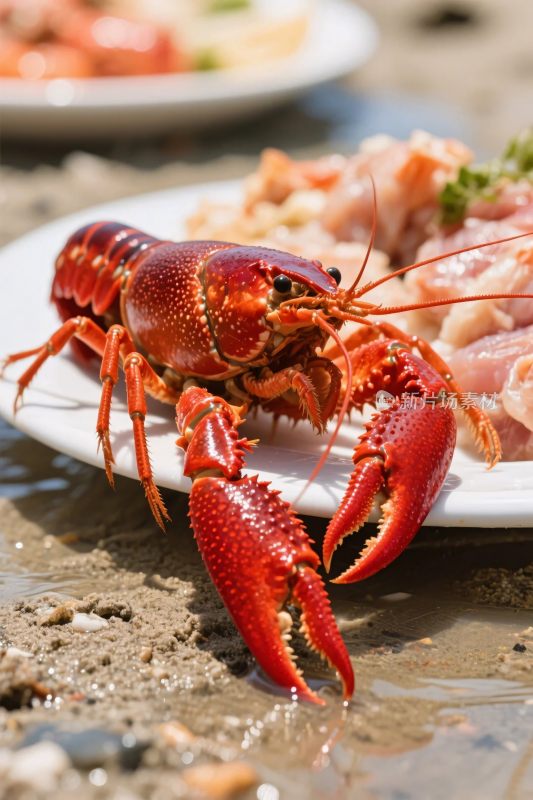 海鲜小龙虾美食摆盘图