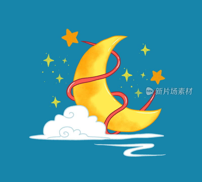 月 星星云彩卡通插画