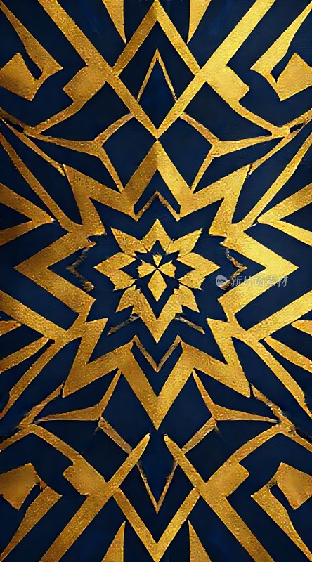 金色与深蓝色交织的几何图案