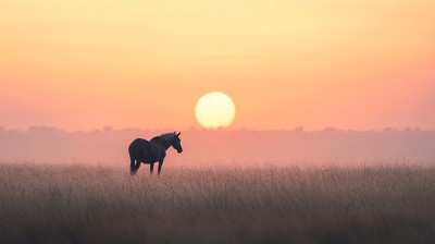 夕阳下的骏马