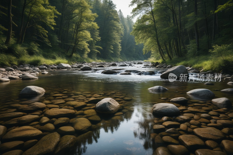 一条河里面有岩石和水高清风景图片