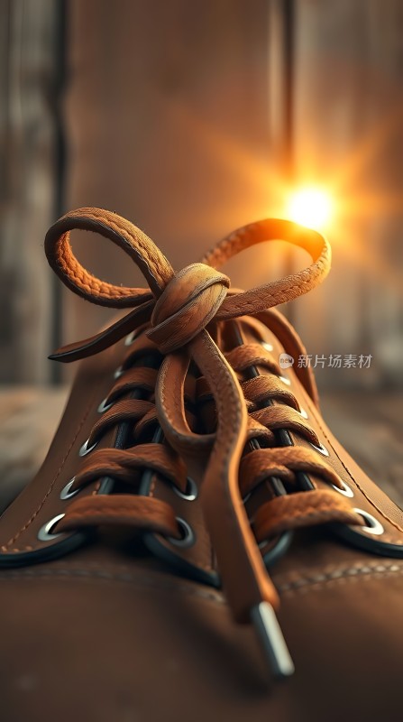 阳光下的棕色皮鞋