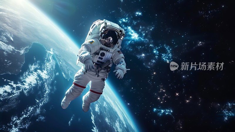 宇航员太空漫步地球背景