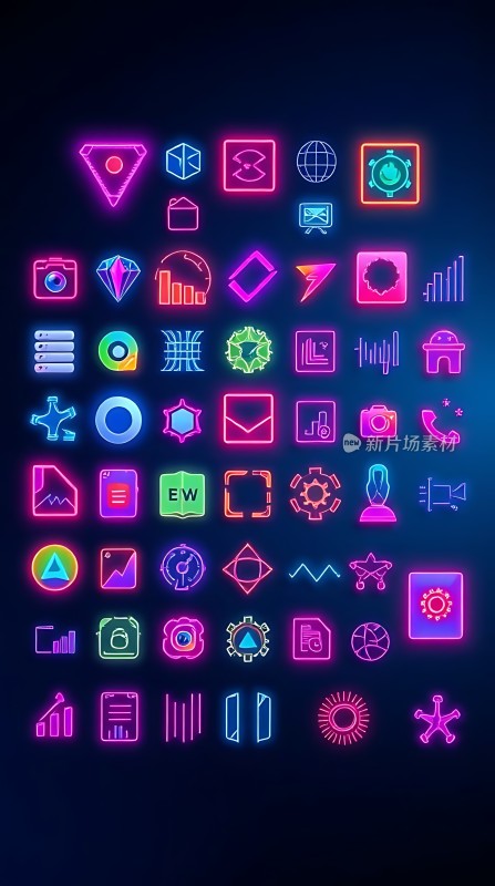 霓虹灯图标集科技与艺术的碰撞