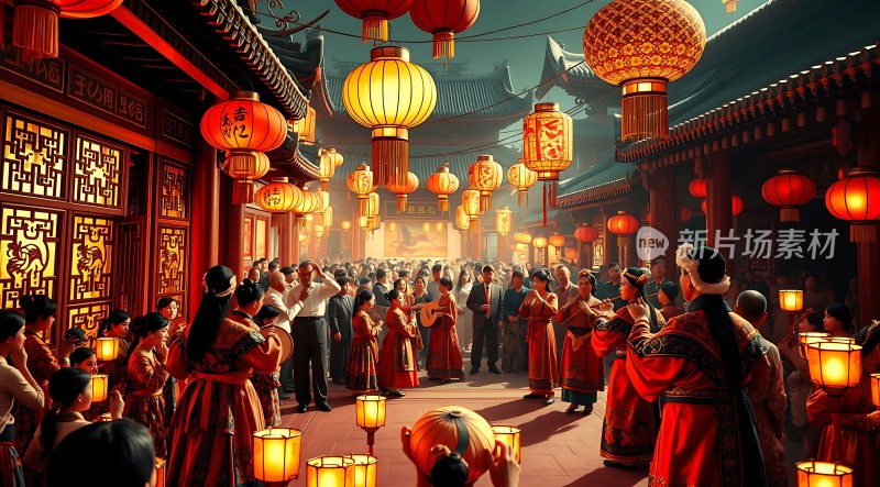 古风集市夜市灯笼