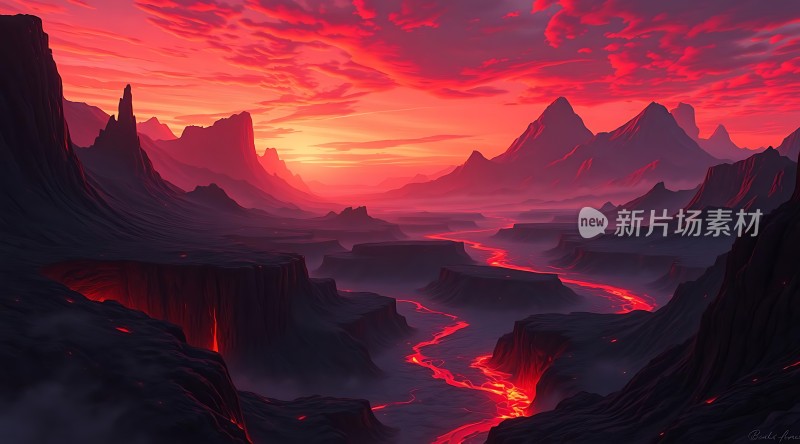 熔岩峡谷日落奇景