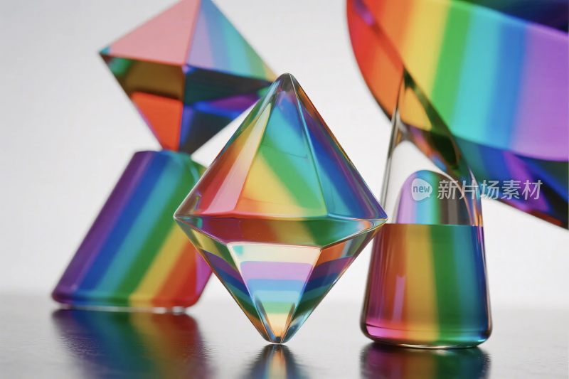 多彩几何水晶插画