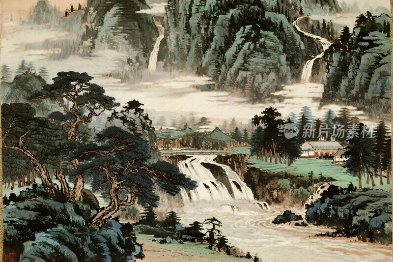 传统山水水墨画