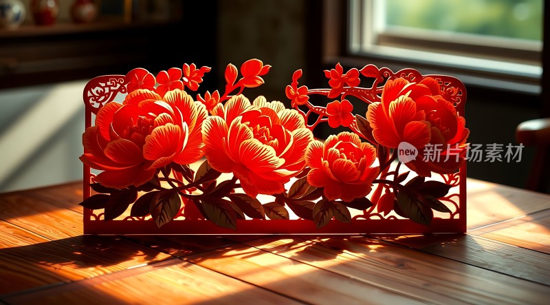 阳光下的剪纸艺术花卉装饰品