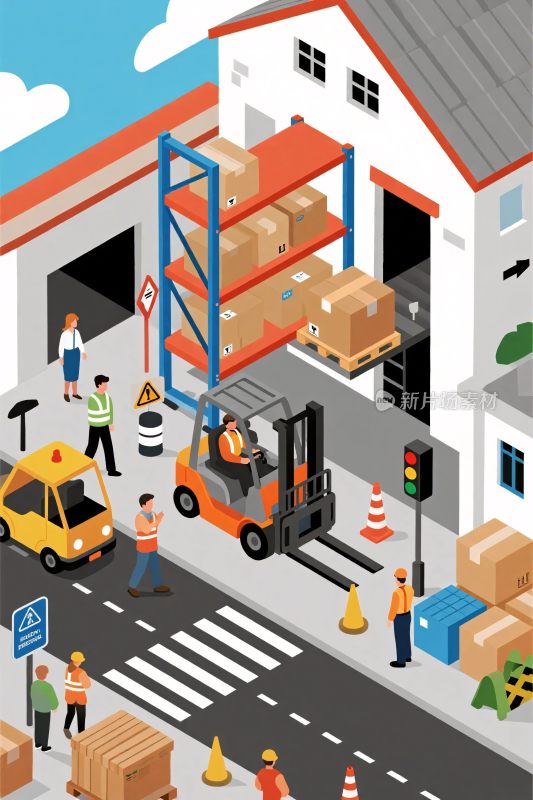 物流仓储作业场景插画