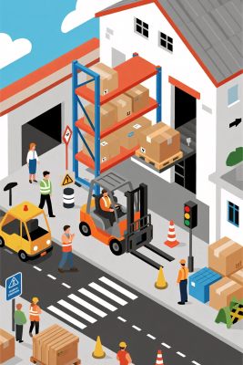 物流仓储作业场景插画 物流仓储作业场景插画