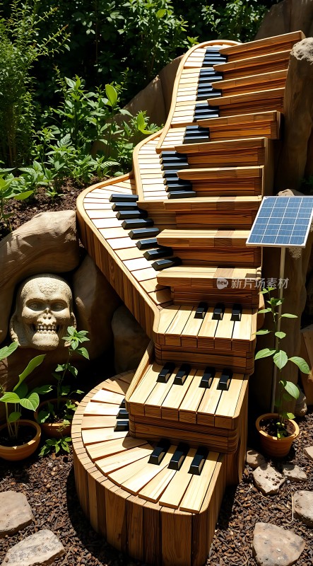 钢琴键楼梯音乐与自然的和谐融合