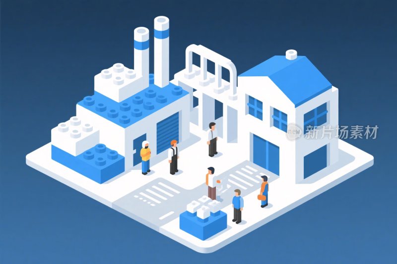 工业建筑等距插画