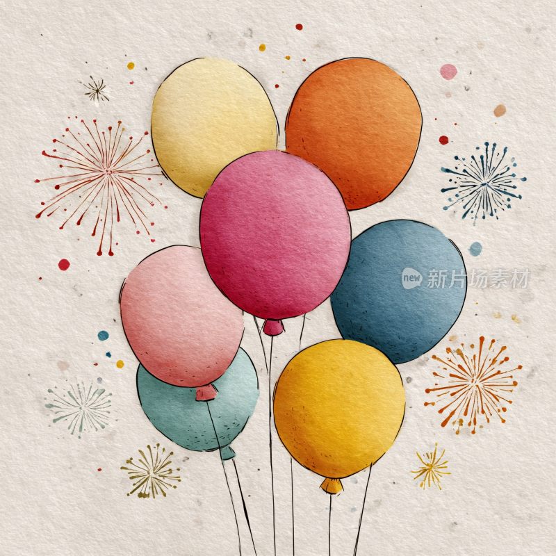 彩色气球插画