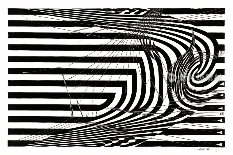 黑白线条抽象插画