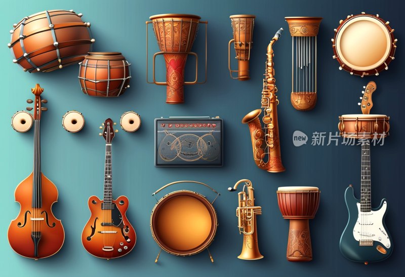 乐器拼贴设计