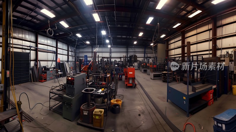 车间一角设备齐全工具摆放整齐工作环境整洁有序