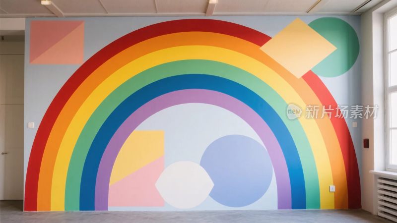 彩虹几何艺术壁画