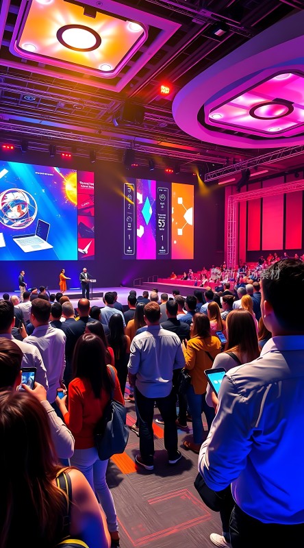 科技盛会现场观众专注聆听演讲