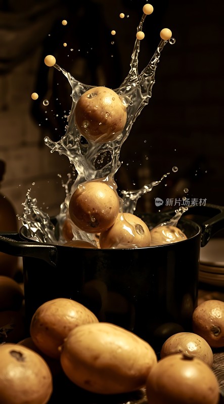 土豆入锅溅起水花
