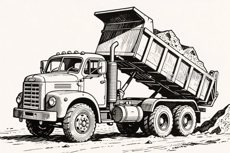 自卸卡车插画