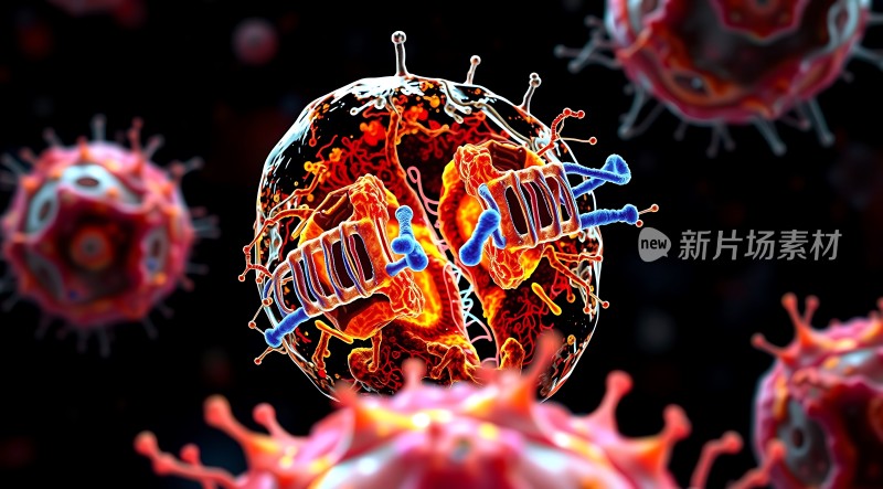 新片场素材病毒入侵细胞