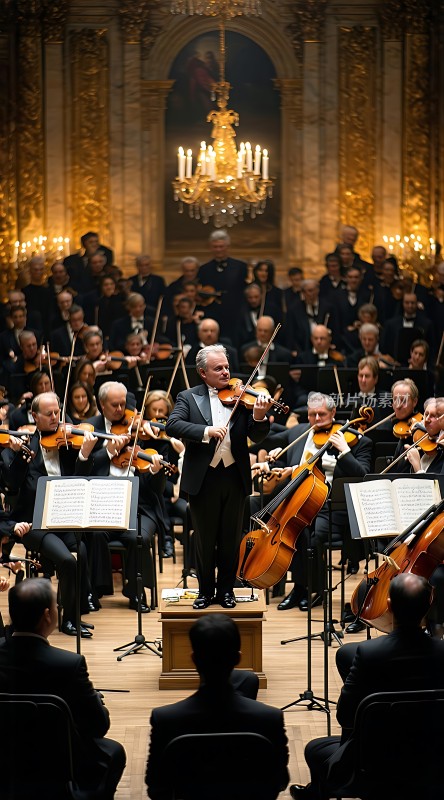 指挥家引领交响乐团演奏